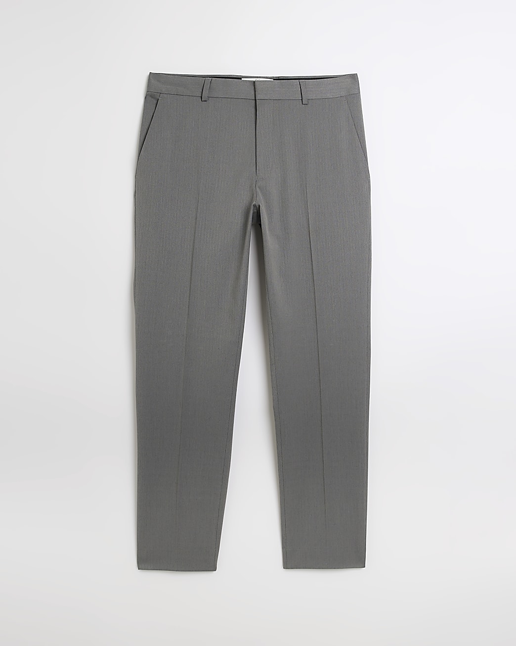 Grey skinny fit herringbone suit trousers