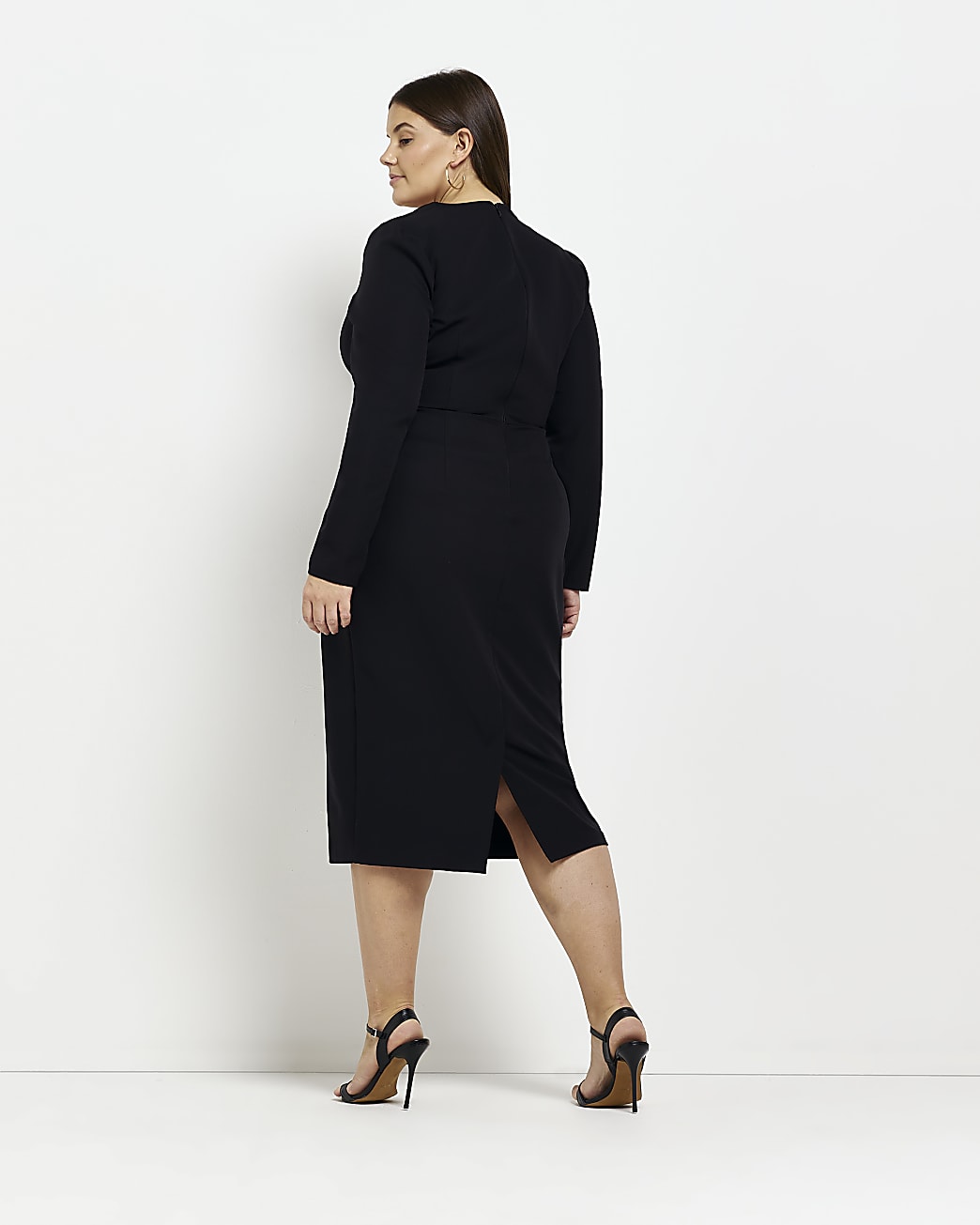 Plus black chain bodycon midi dress
