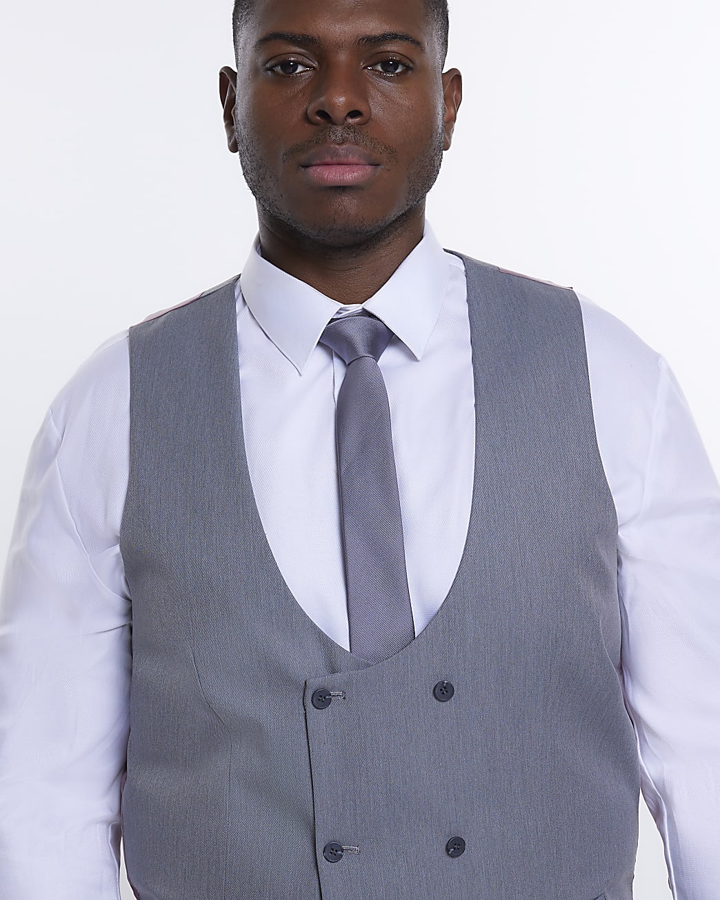 Big & Tall grey skinny fit waistcoat
