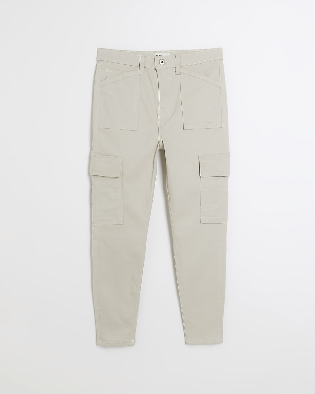 Petite beige high waisted skinny cargo jeans