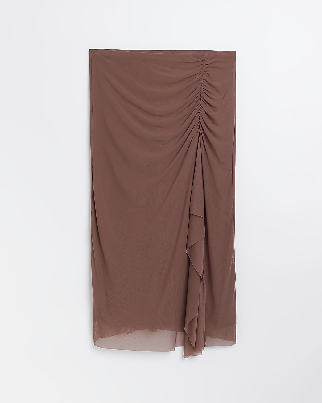 Plus Brown Midi Skirt
