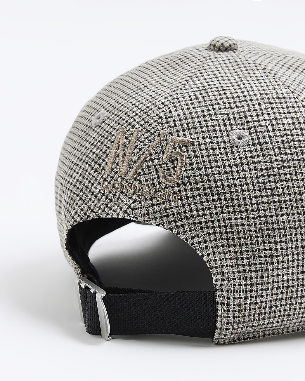 Beige gingham seersucker cap