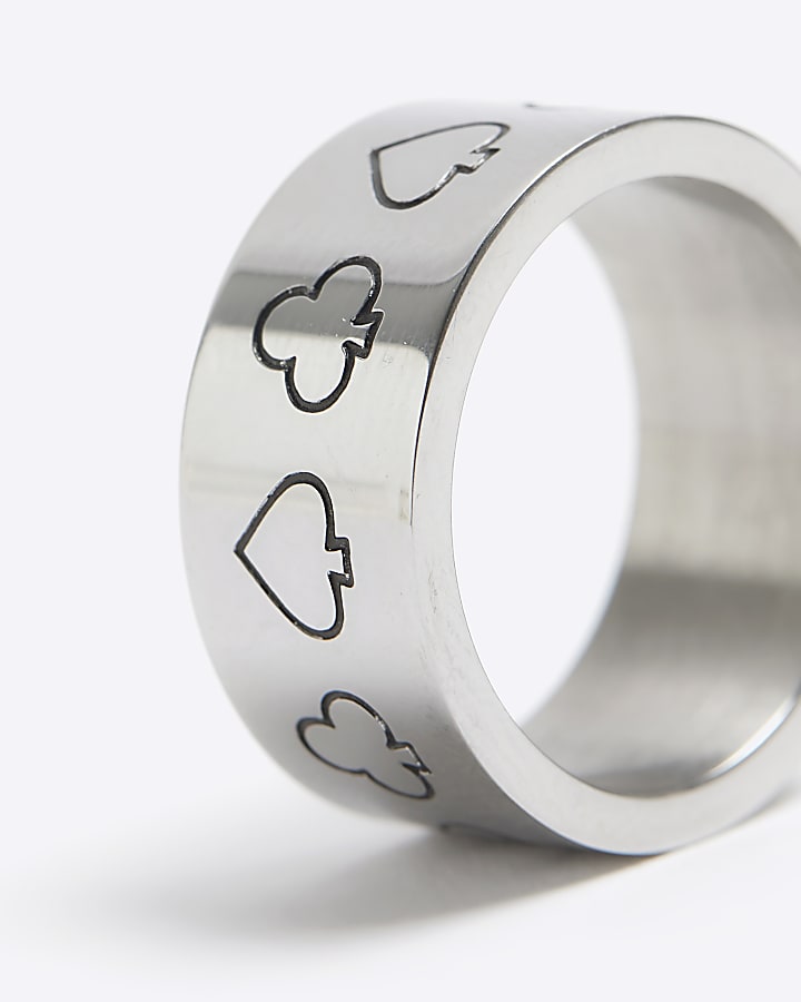 Silver colour steel ace spades ring