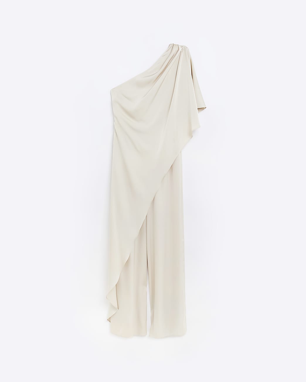 Cream Bridesmaid Drape Shoulder Jumpsuit