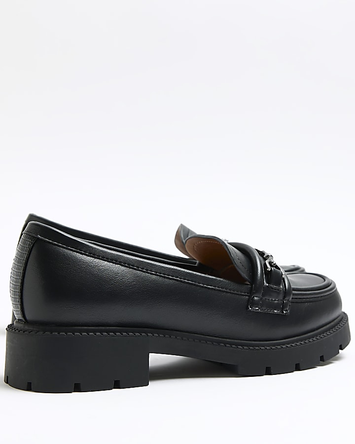 Black chain detail chunky loafers