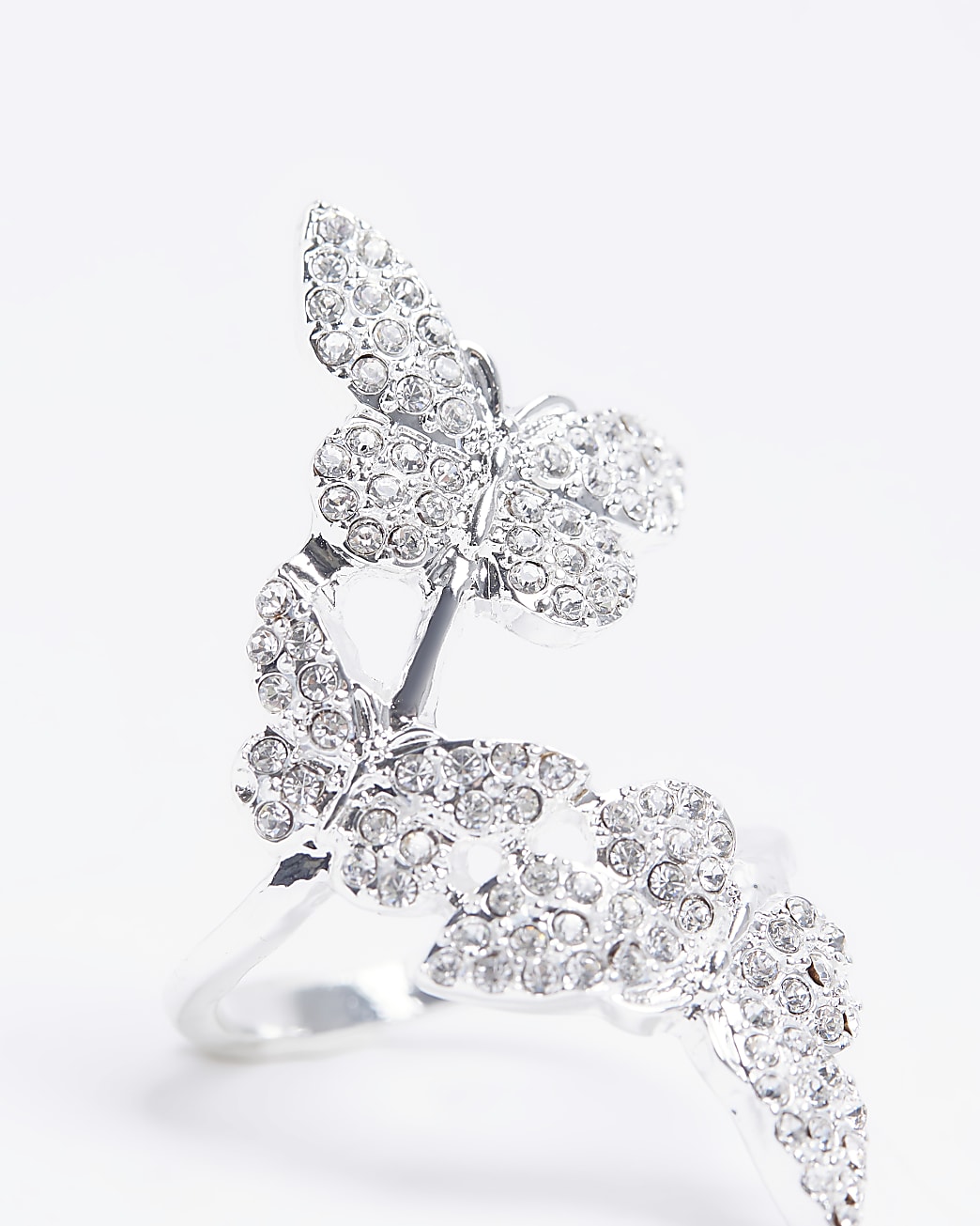 Silver butterfly diamte embellished ring