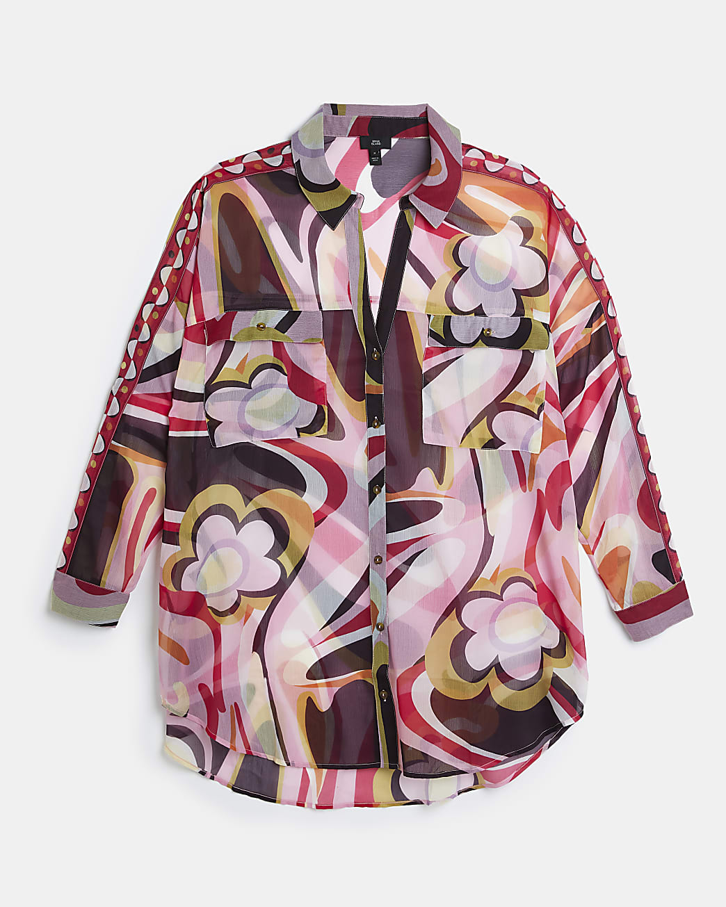 Pink swirl oversized beach shirt
