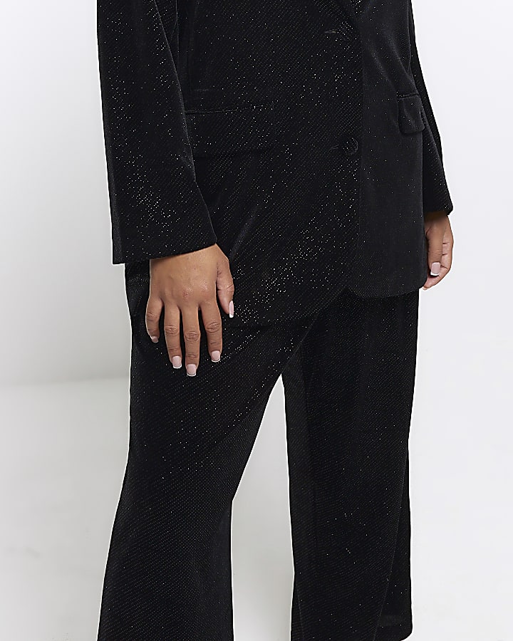Plus black velvet sparkle tux blazer
