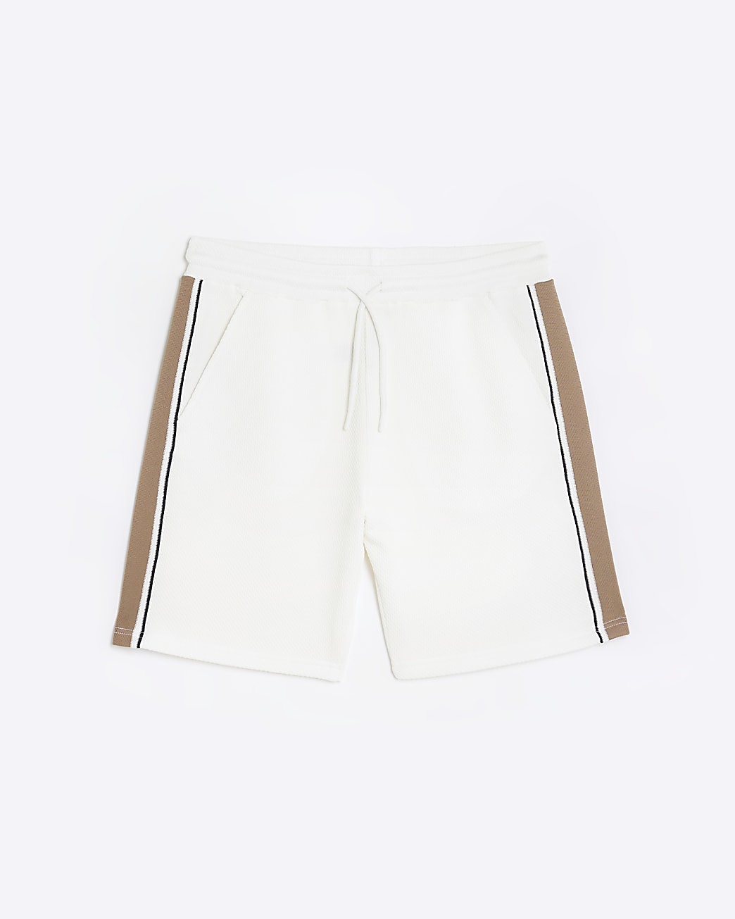 Ecru regular striped pocket tape shorts