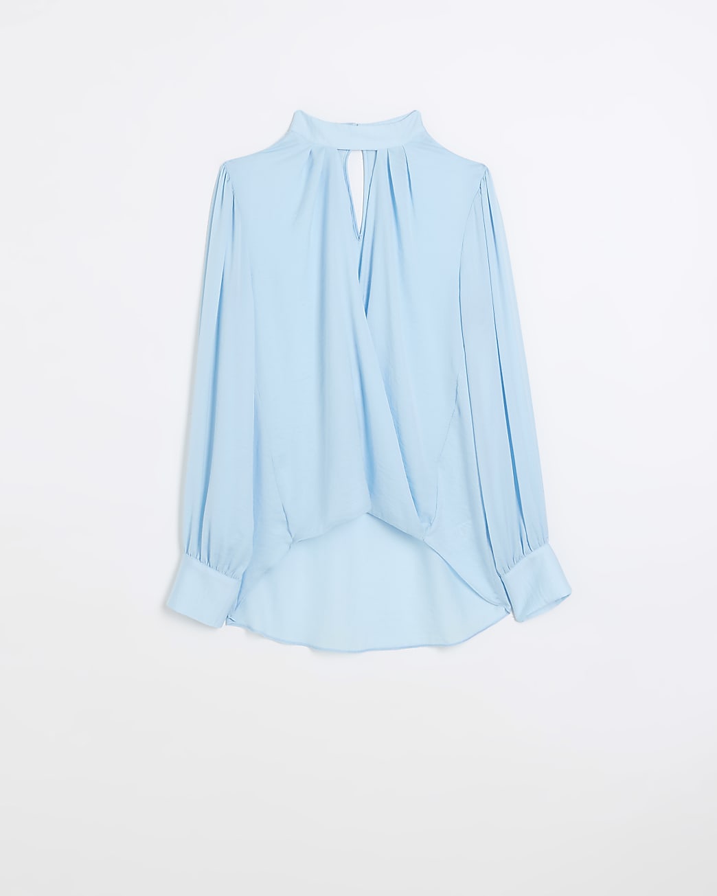 Blue wrap long sleeve blouse