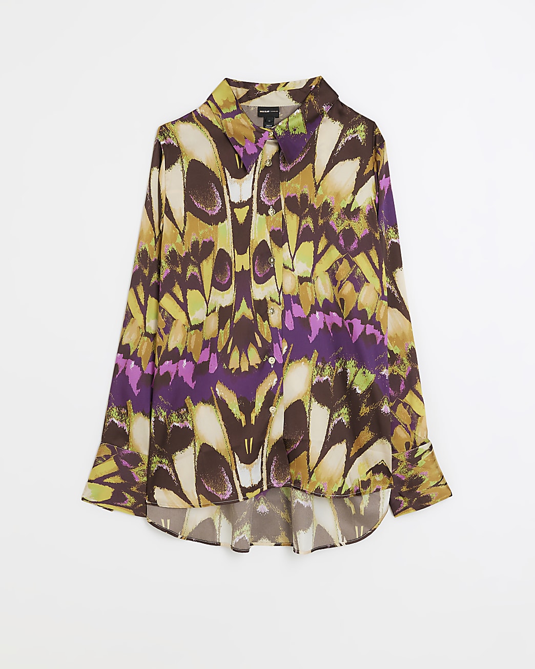 Brown satin abstract shirt