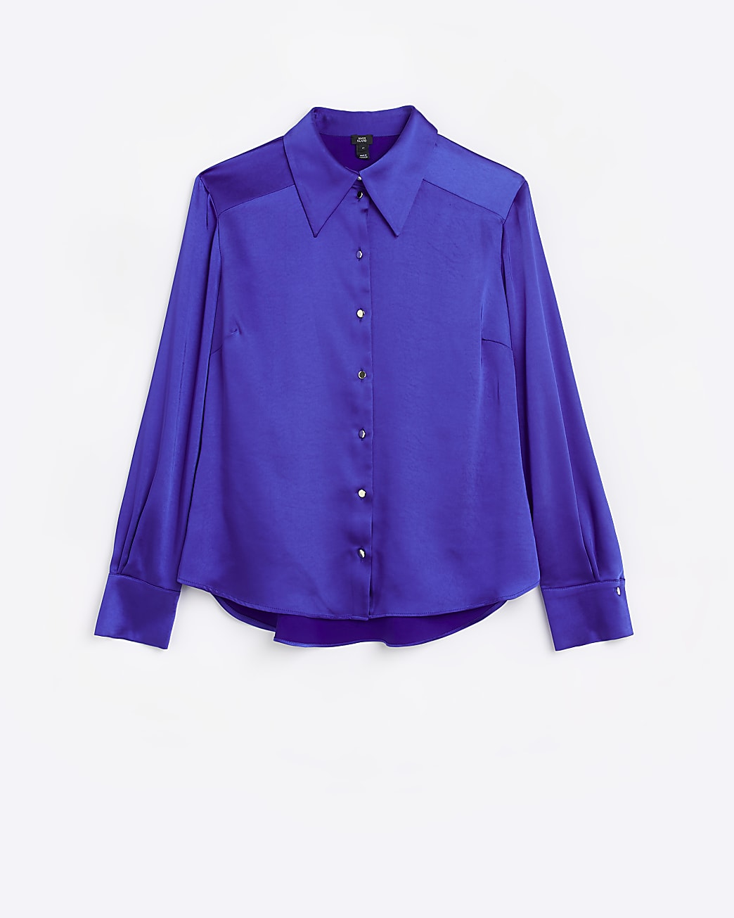Blue satin long sleeve shirt