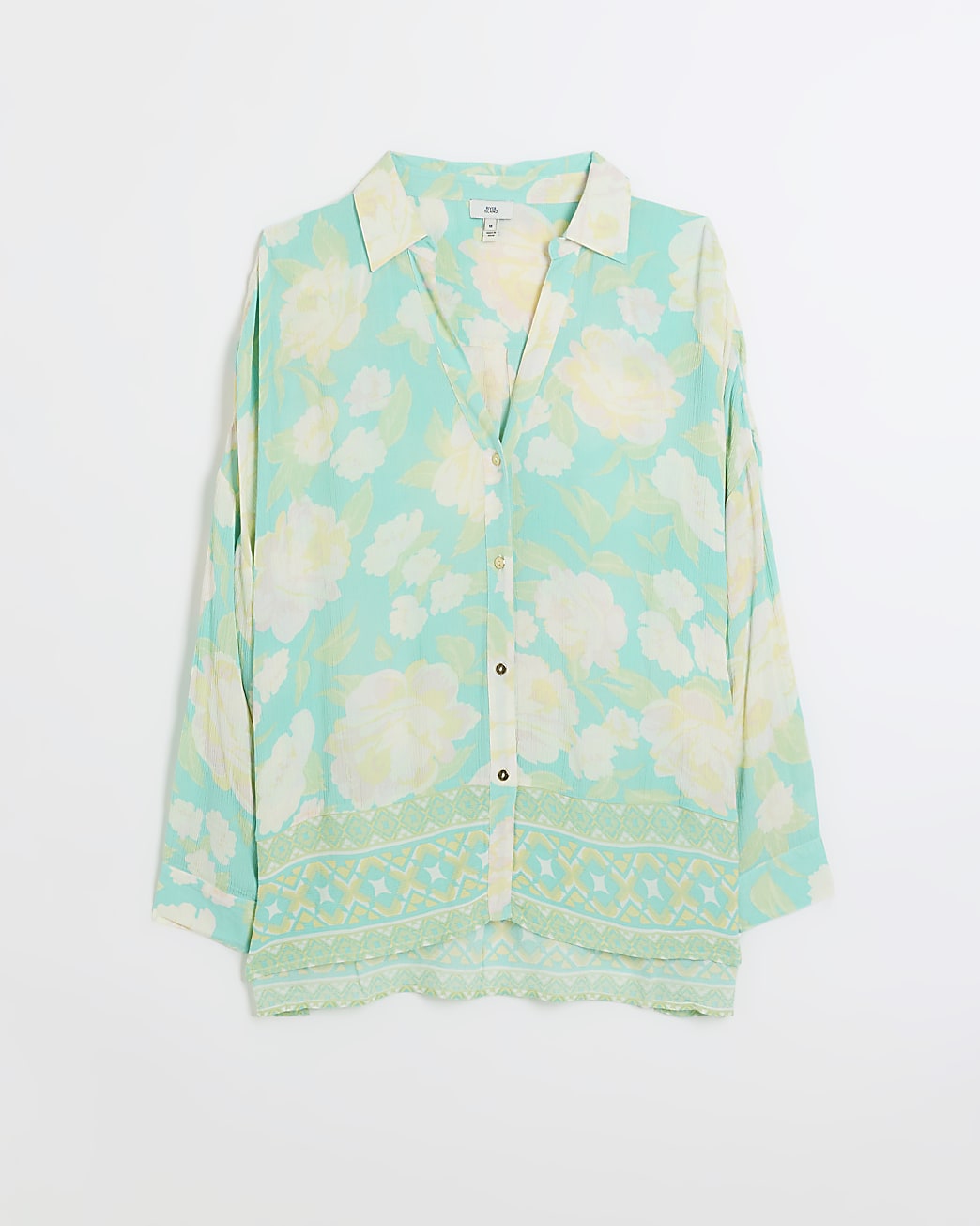 Aqua print long sleeve beach shirt