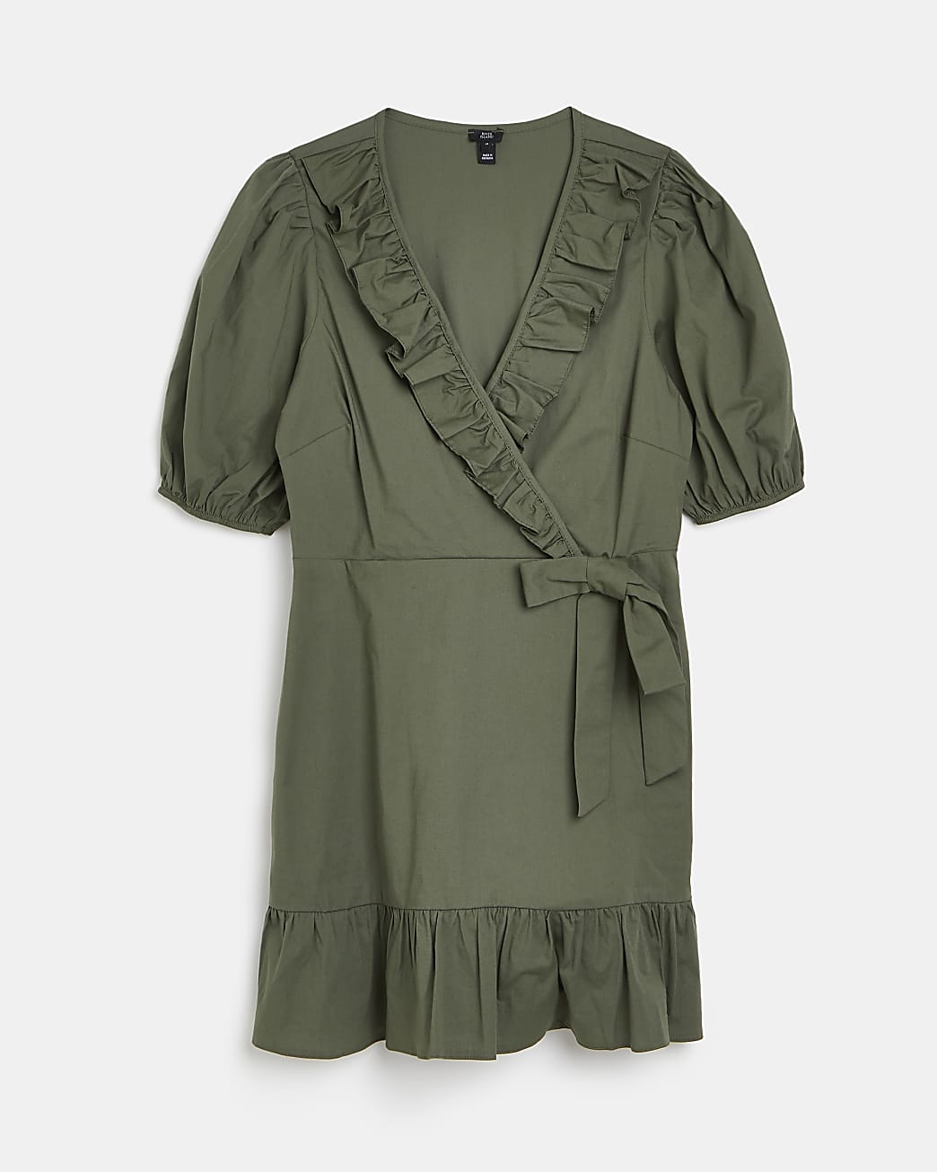 Khaki wrap mini dress