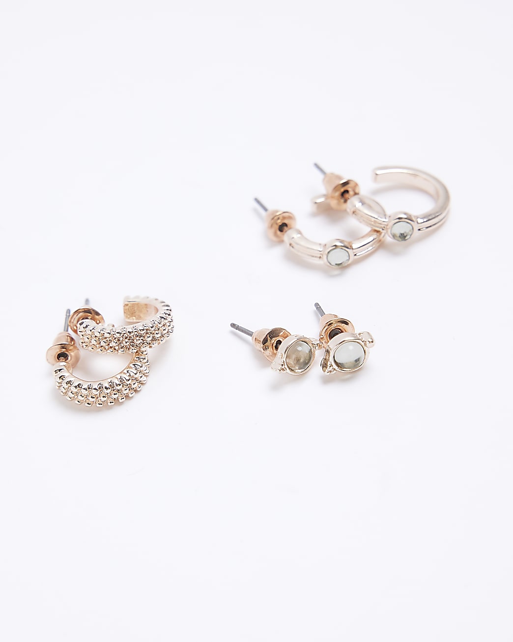 Rose gold stud and hoop earrings multipack