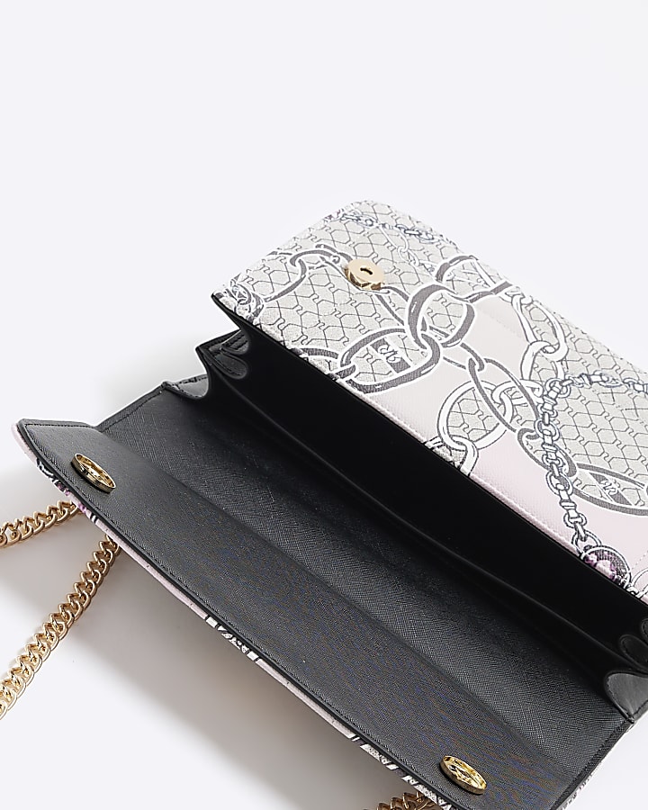 Beige chain RI monogram shoulder bag
