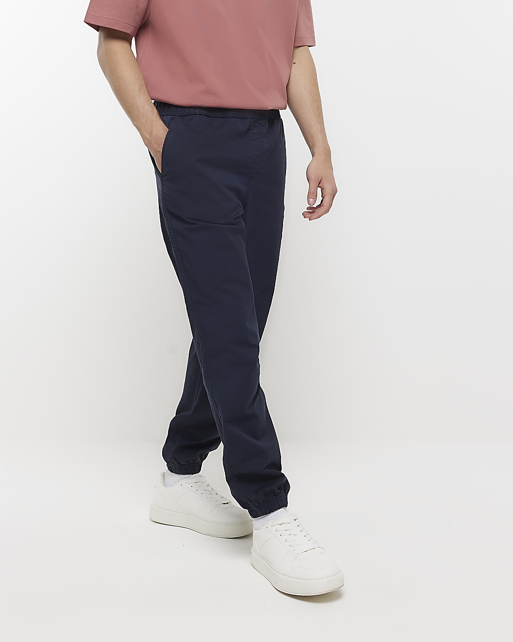 Navy regular fit pull on joggers