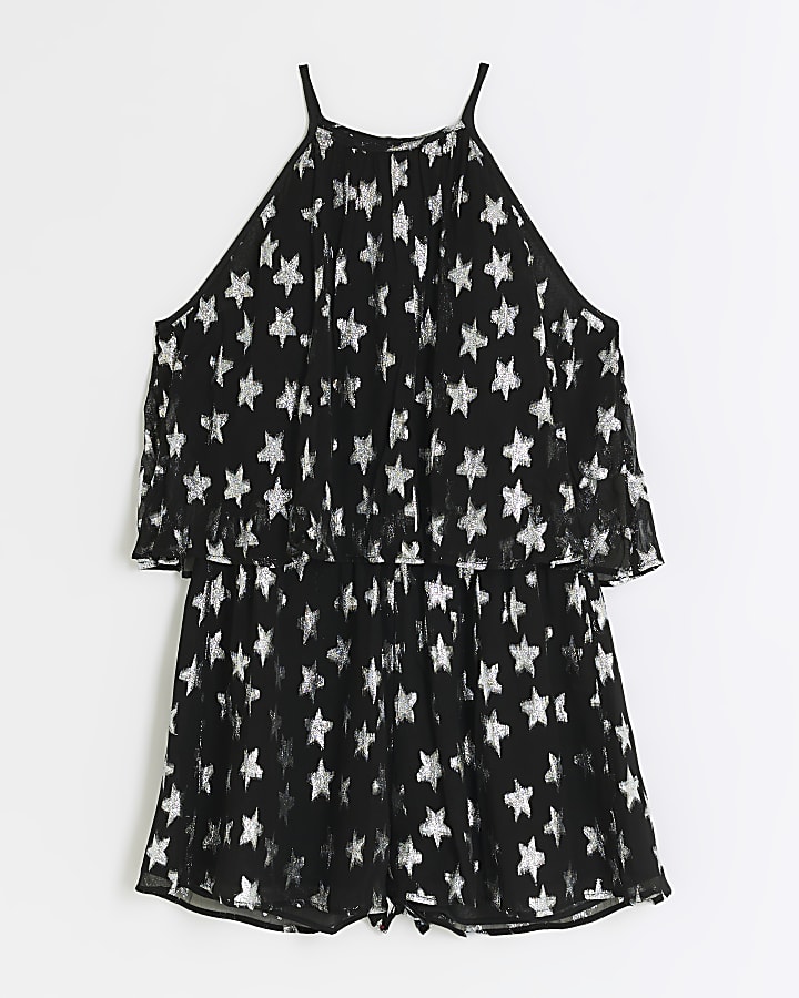 Black star tiered playsuit