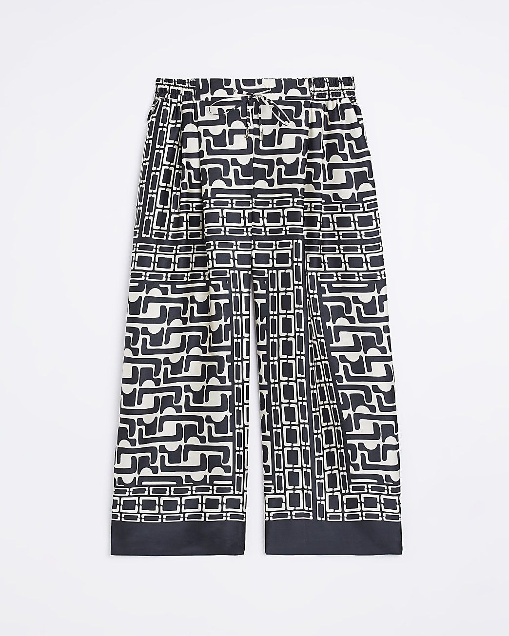 Plus Black Abstract Wide Leg Trousers