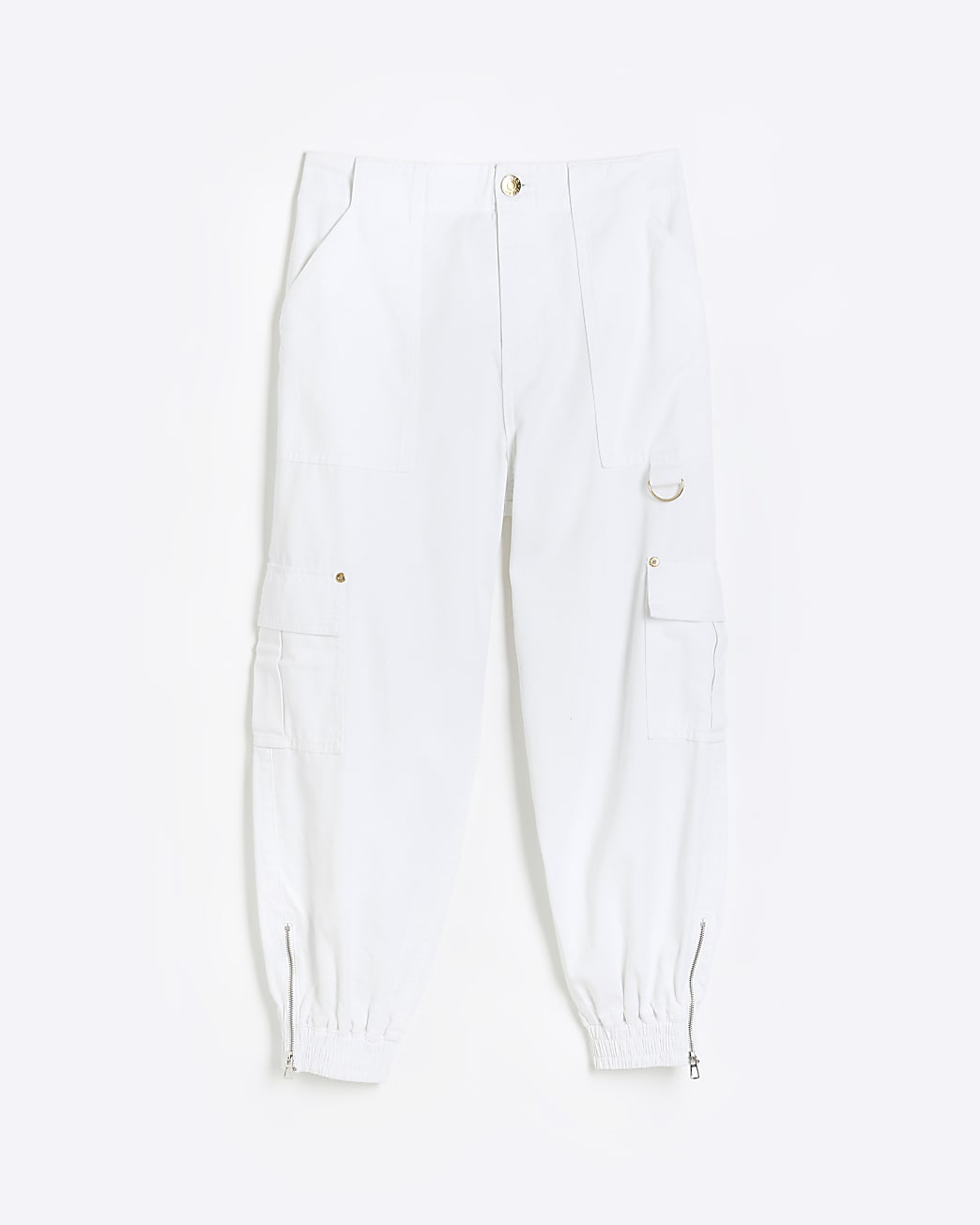 Petite white cargo trousers