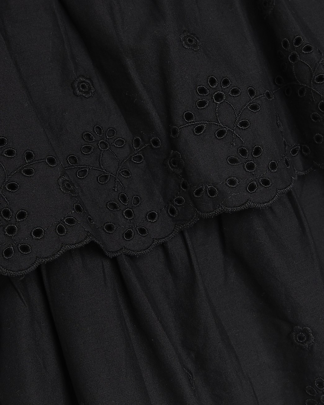 Black layered broderie cami top