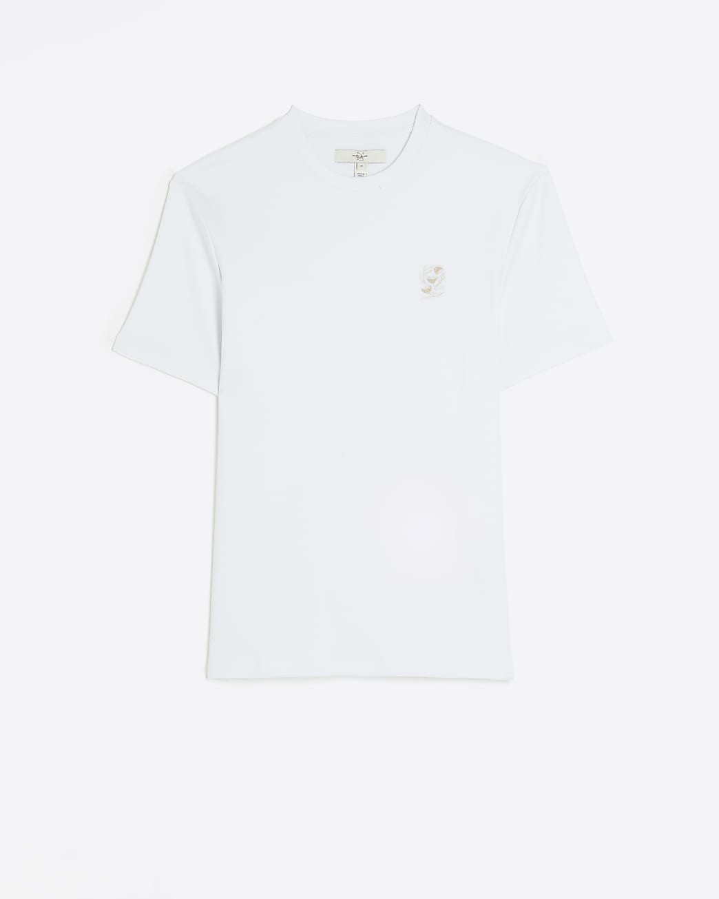 White slim fit chest embroidery t-shirt