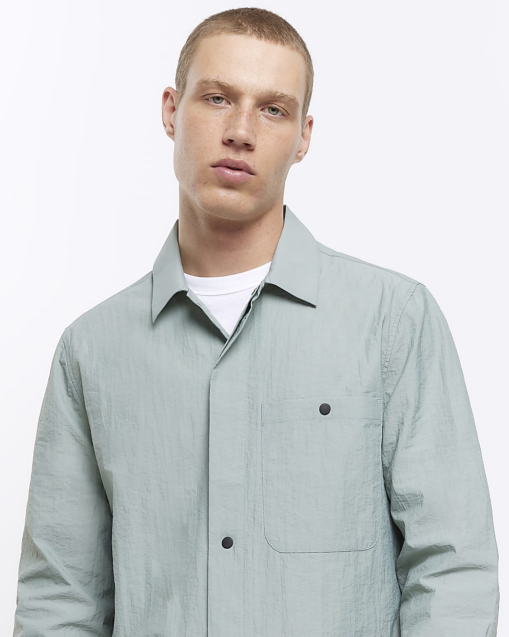 Sage green regular fit utility shirt