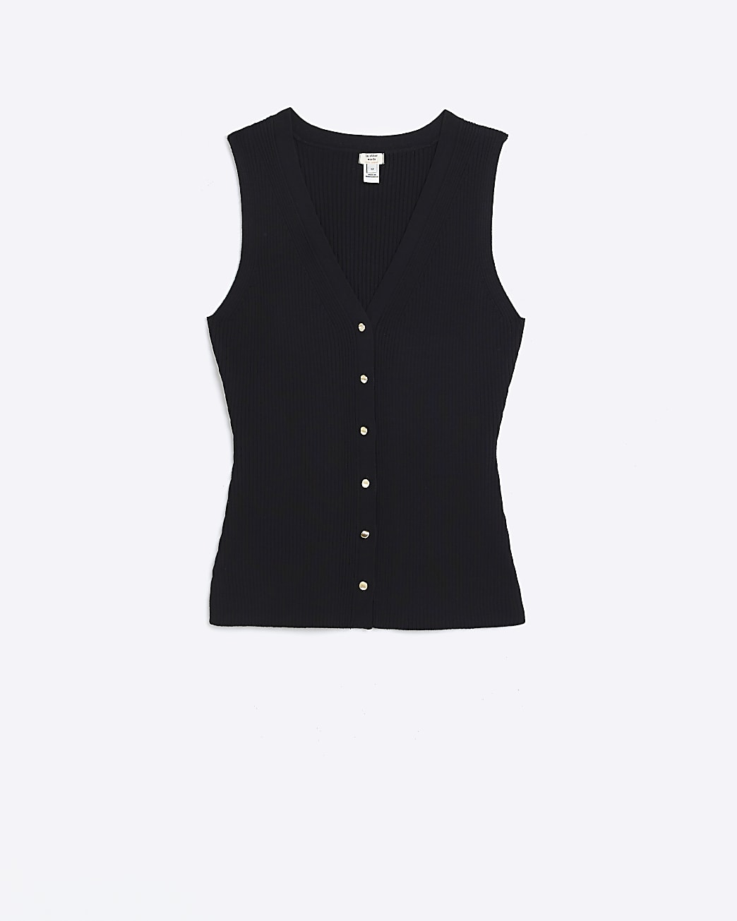 Black buttoned up vest top