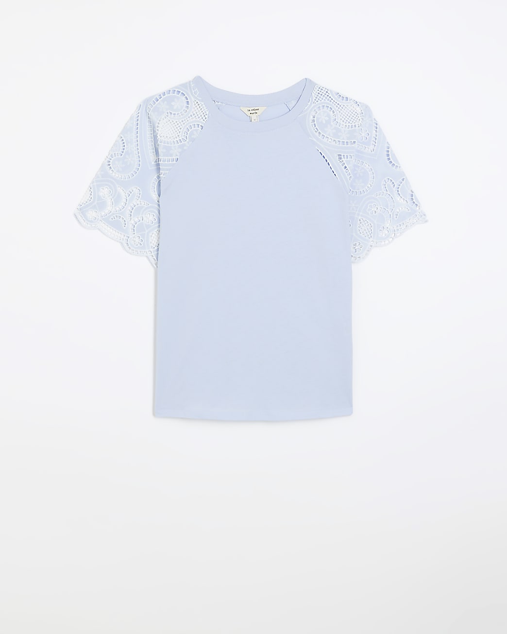 Blue broderie short sleeve t-shirt