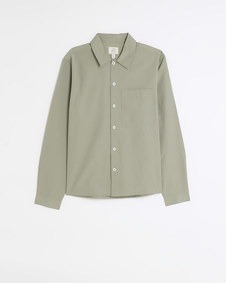 Khaki regular fit lightweight overshirt