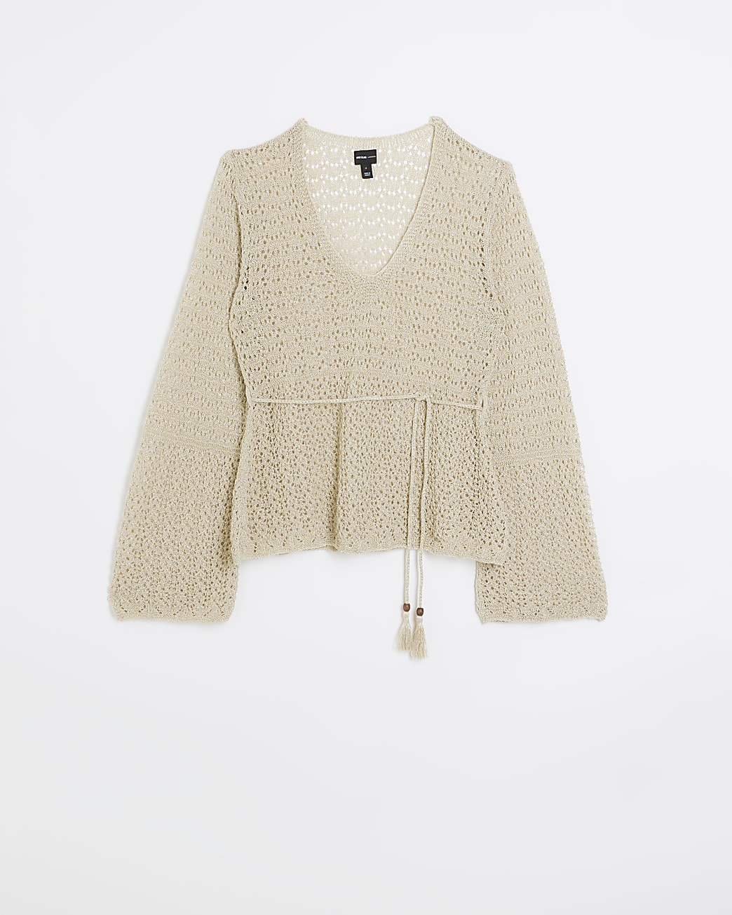 Gold crochet long sleeve top