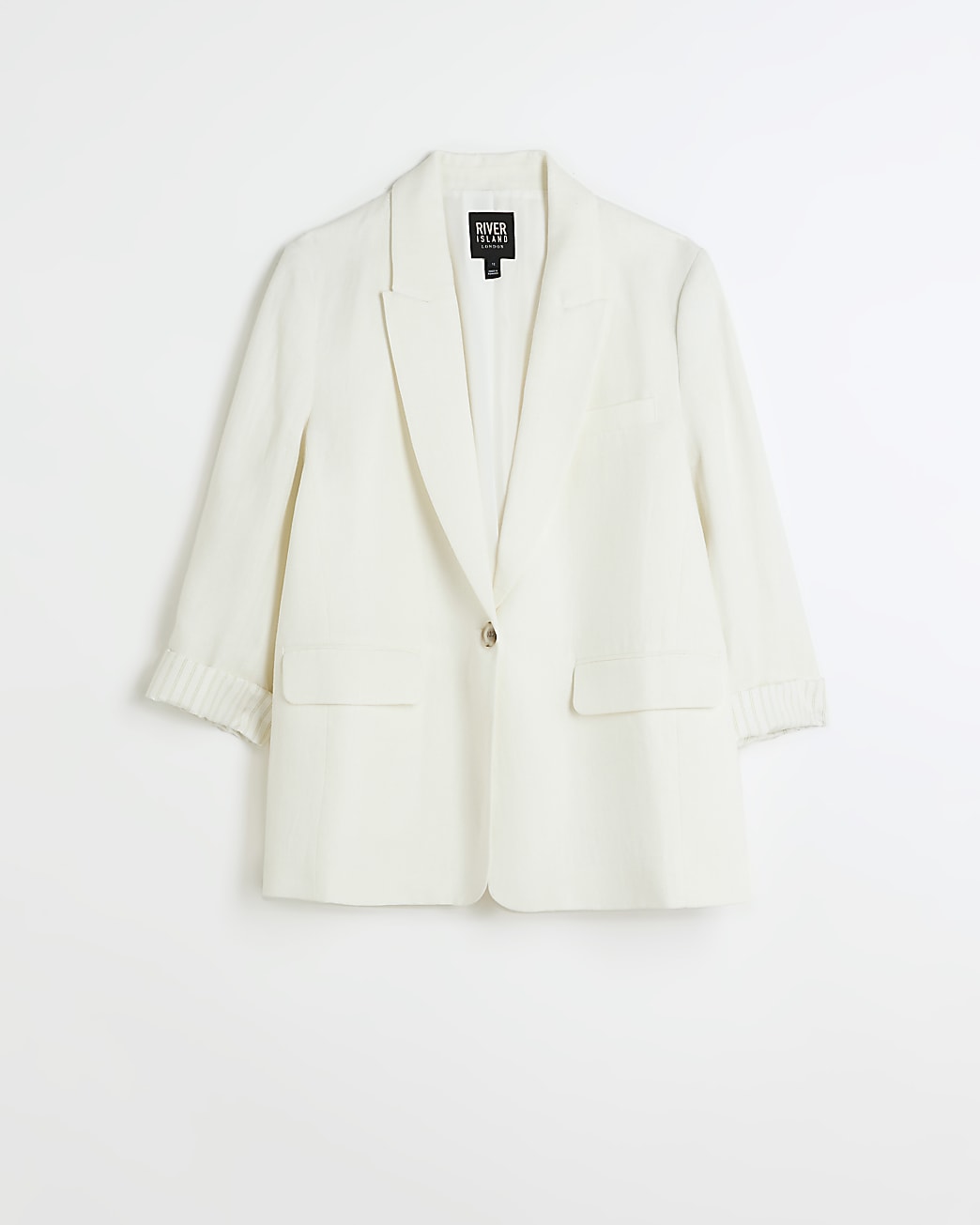 Petite white linen blend blazer