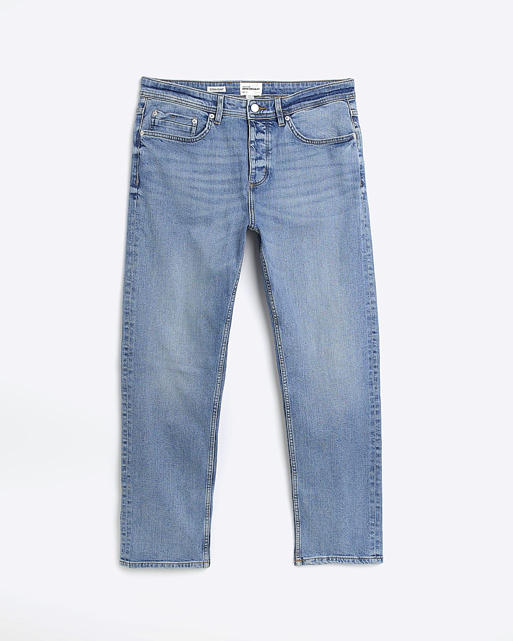 Light blue straight fit faded jeans