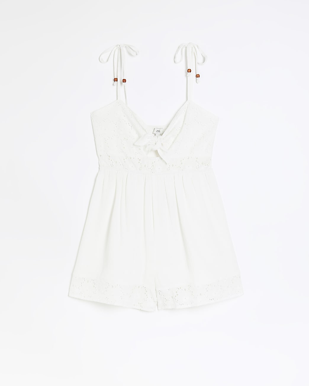 White tie front cut out playsuit