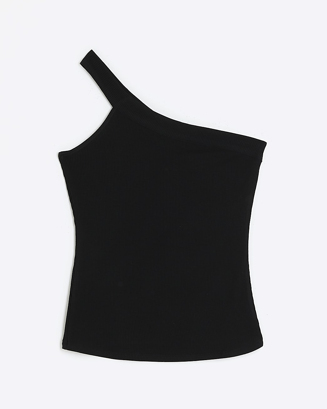 Black rib one shoulder vest top