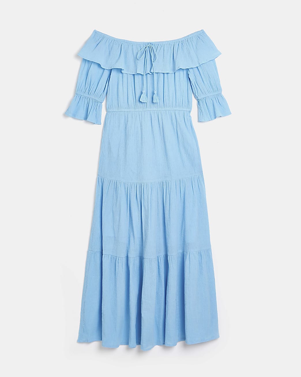 Petite blue bardot maxi dress