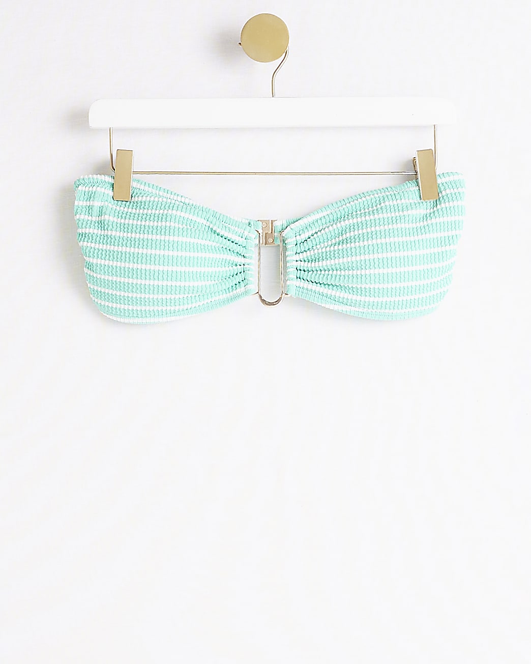 Aqua stripe texture bandeau bikini top