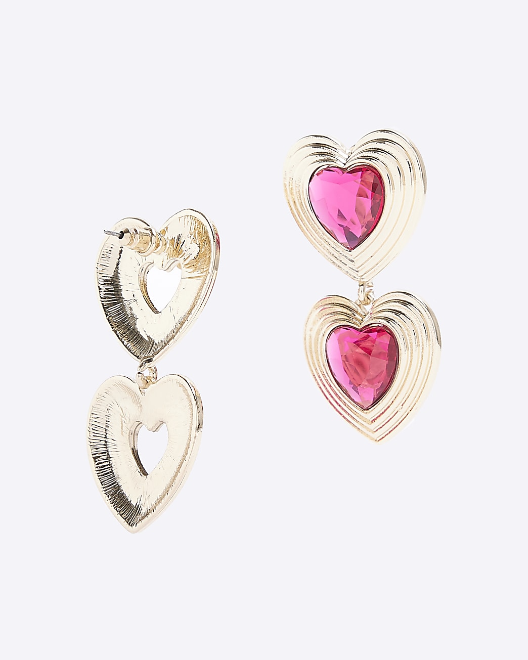 Pink heart drop earrings