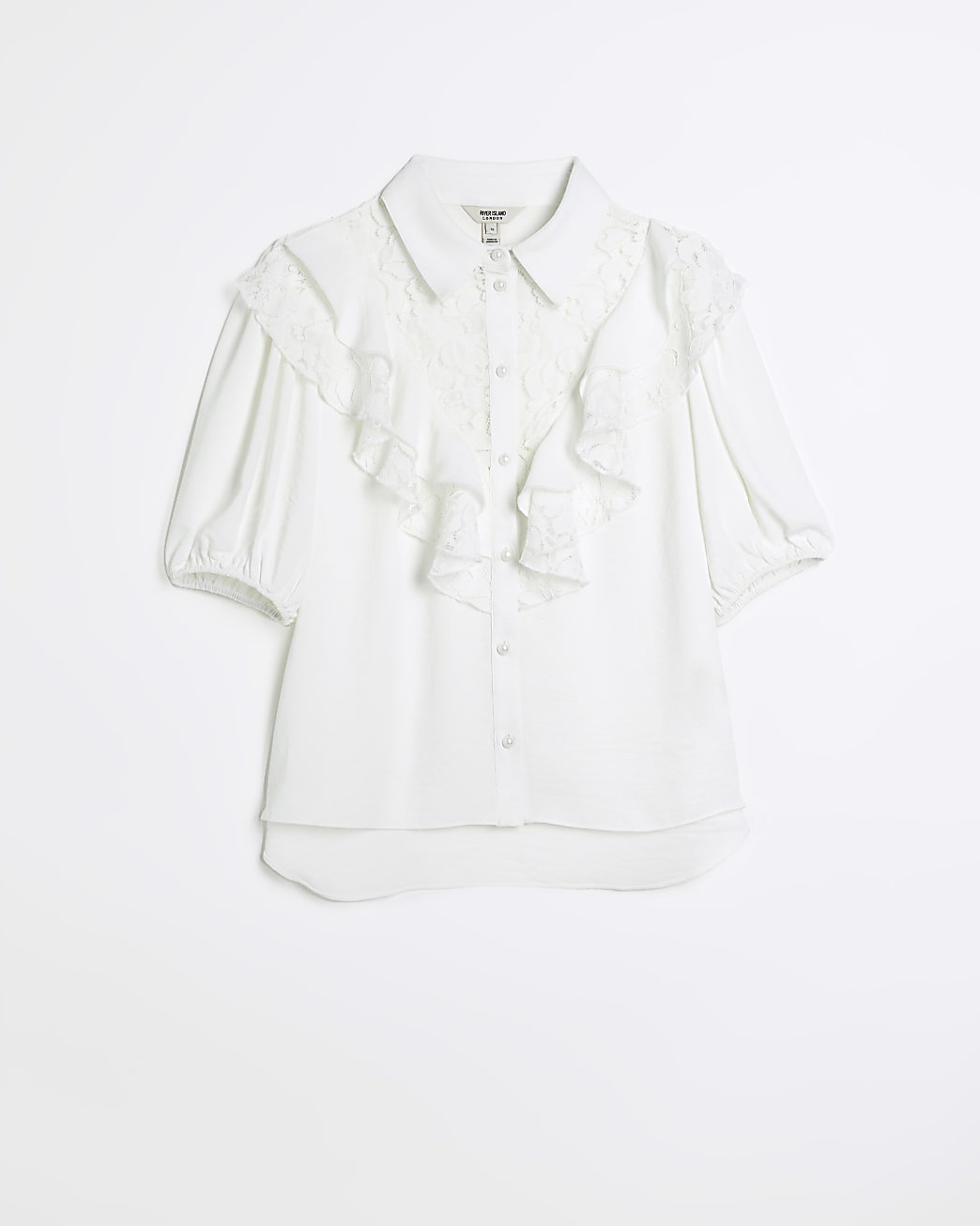White frill puff sleeve blouse