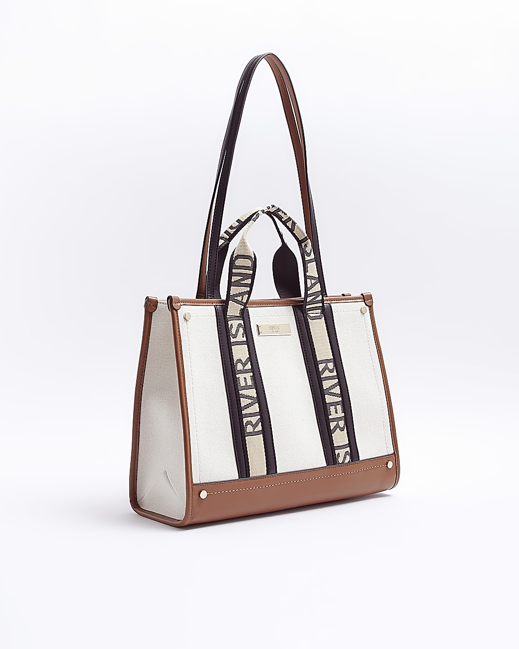 Beige canvas RI shopper bag