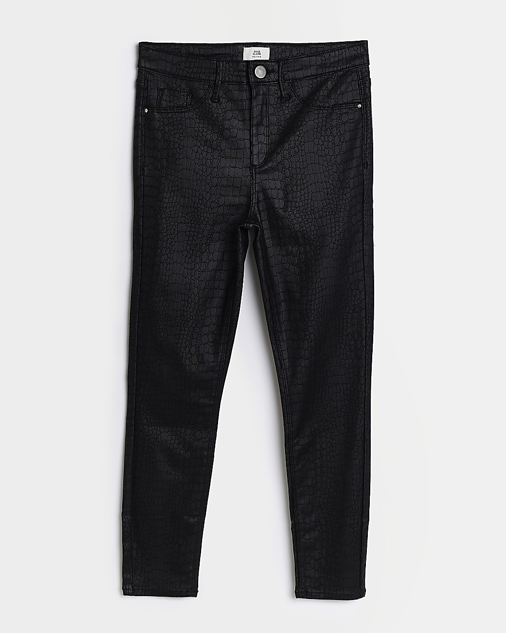 Petite black Molly coated skinny jeans