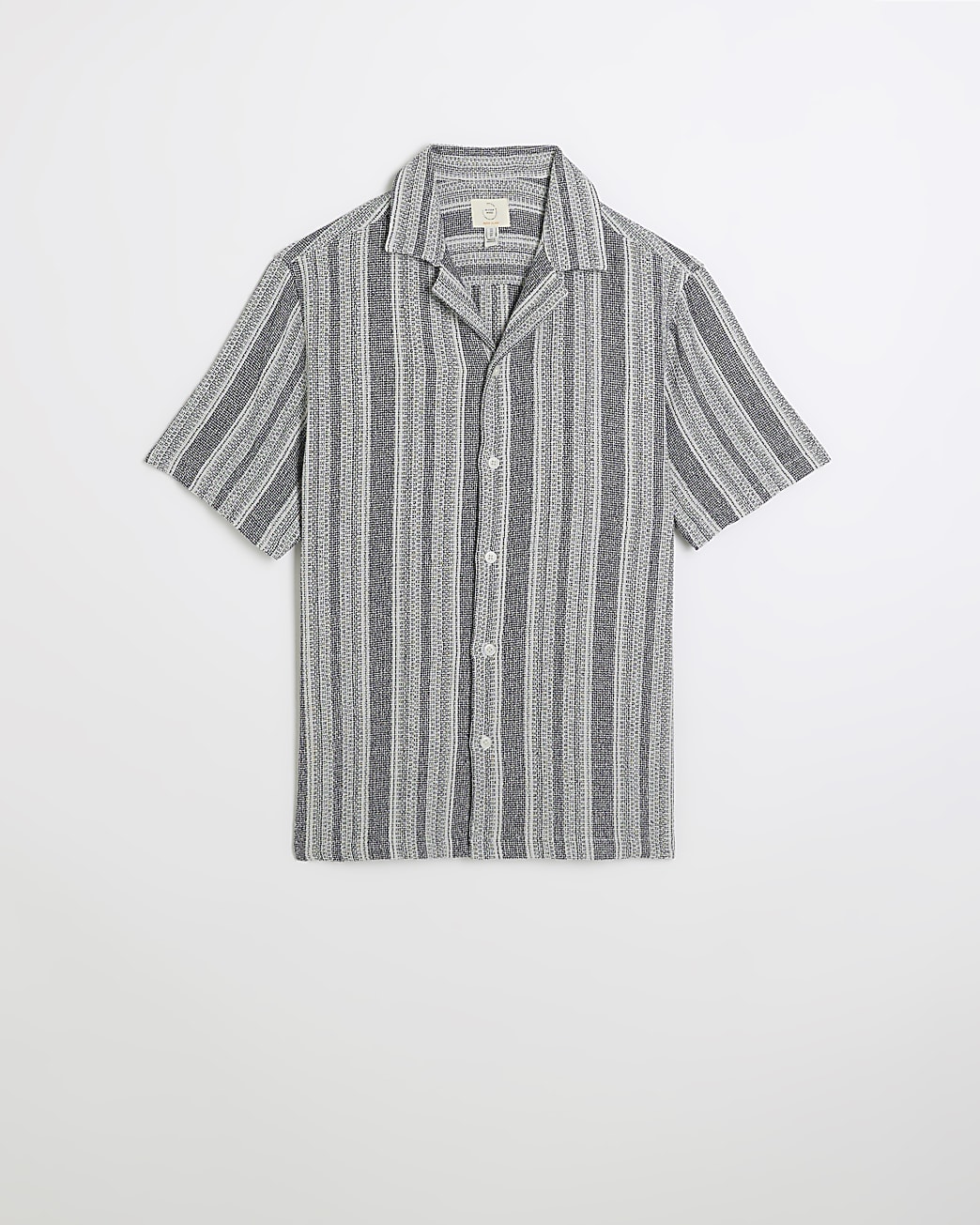 Navy regular fit striped revere shirt