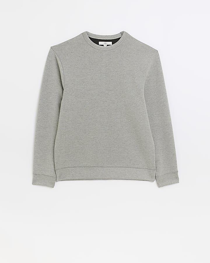 Grey regular fit neoprene smart sweatshirt