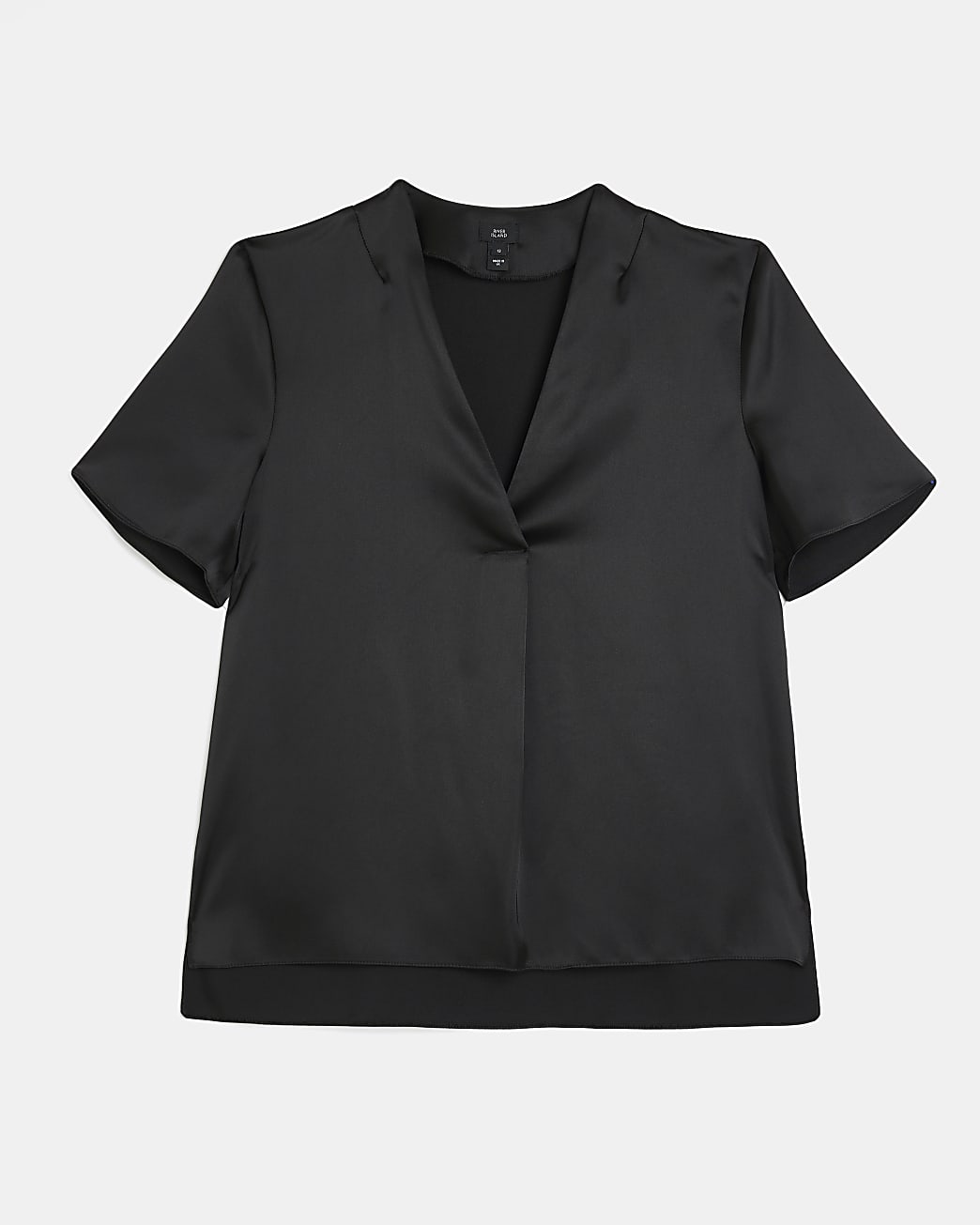 Black satin short sleeve top