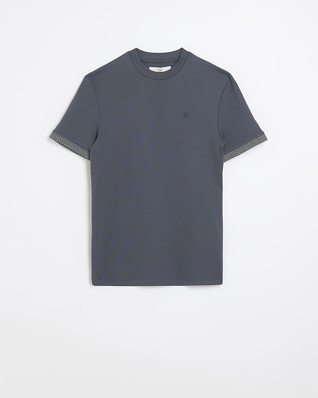Grey muscle fit geometric trim t-shirt