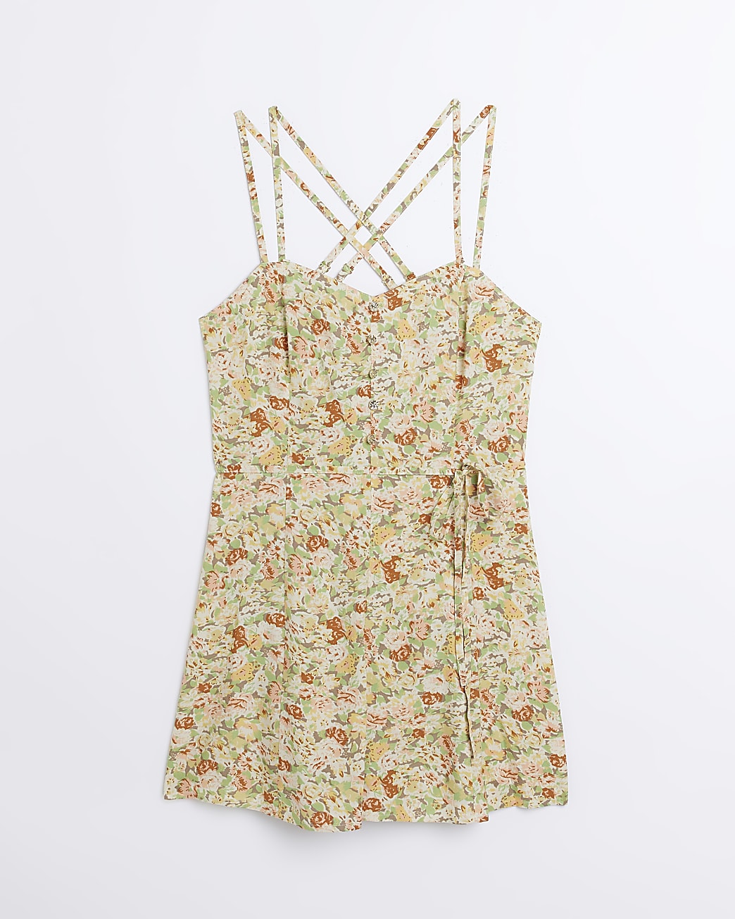 Cream floral cross back playsuit