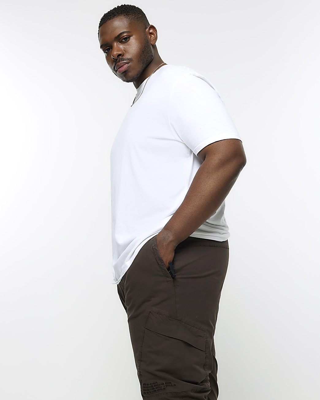 Big & Tall brown regular fit cargo trousers