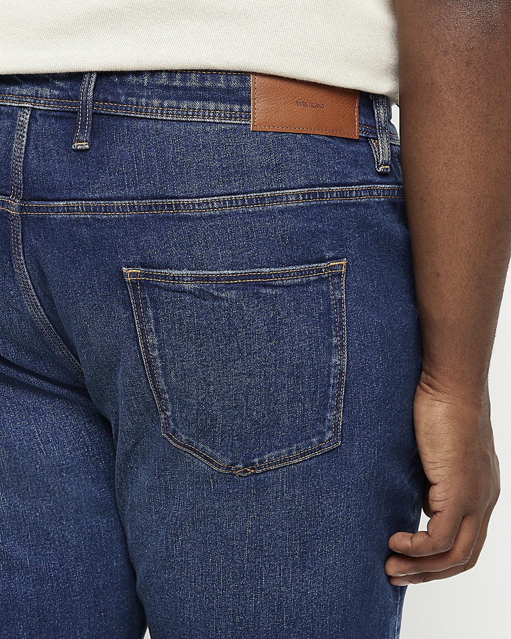 Big & Tall blue slim fit faded jeans