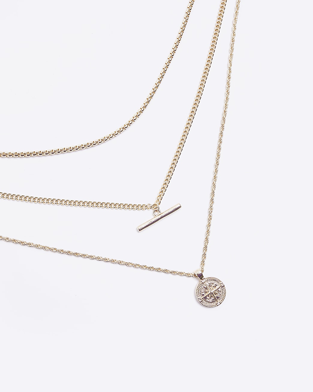 Gold colour compass necklace