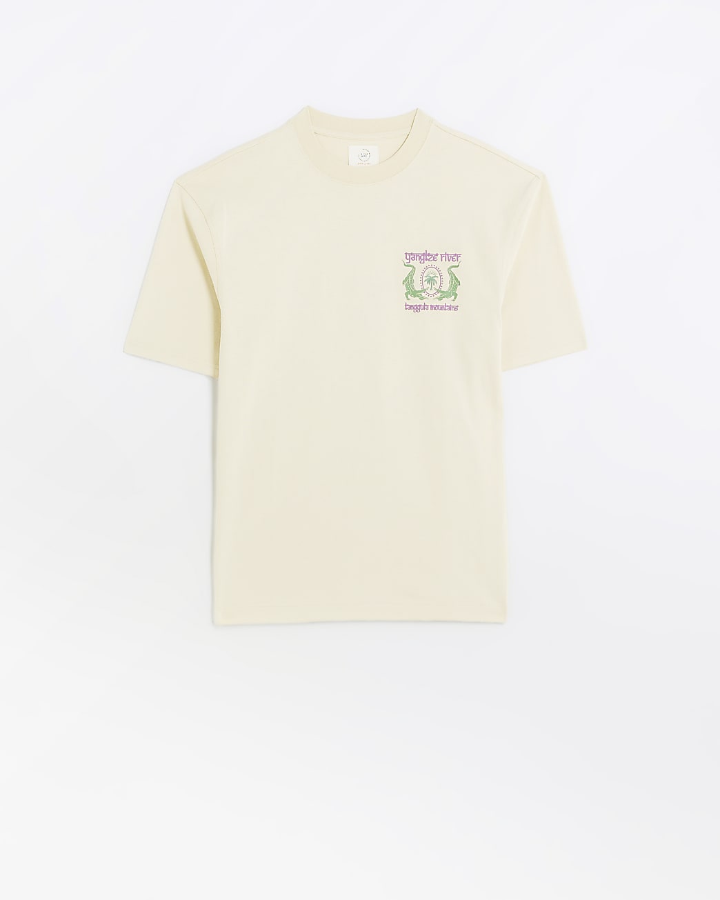 Beige regular fit crocodile graphic t-shirt